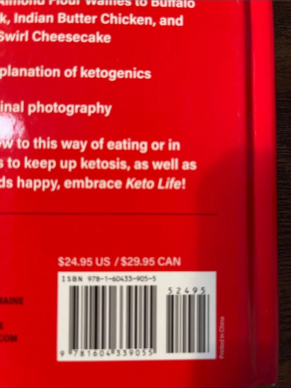 Keto Life Cookbook by - Red Cover